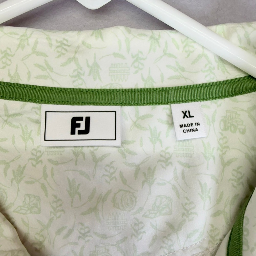 FootJoy Polo Shirt Men XL White Green John Deere Classic Farm Print Short Sleeve - Picture 3 of 10